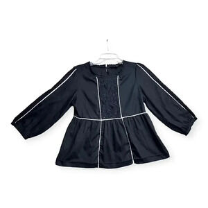 Isabel Marant Womens Black Embroidered Peasant Top Sz 8 Boho Floral